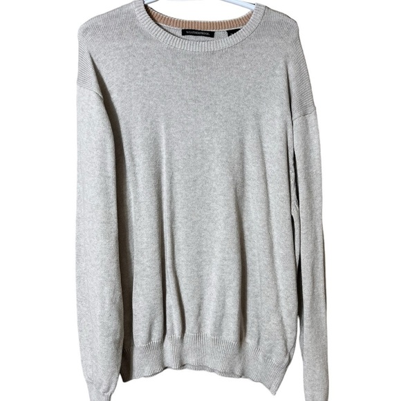 Men’s Weatherproof 100% Cotton Casual Crewneck Pullover Beige Knit Sweater XL - Picture 1 of 7